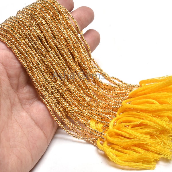 13" Strand Beautiful Natural Golden Pyrite Coated Micro Cut Rondelle Faceted Gemstone Beads,2.2mm AAA Quality pyrite bead Jewelry Craft SALE