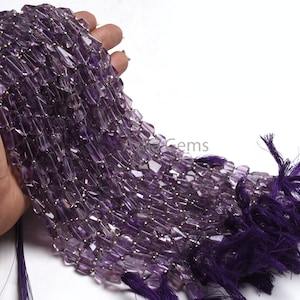AAA Amethyst Faceted Nugget Beads,12&quot; Strand Natural Purple Amethyst Uneven Tumble Bead, Amethyst Beads Necklace Jewelry makings Craft Sale