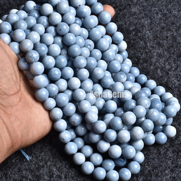 Belles perles rondes lisses en opale de l'Oregon bleue, Perles boules rondes unies opale bleue, Artisanat de bijoux en perles d'opale polie de 9,5 à 10 mm, opale bleue