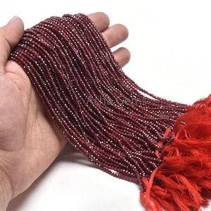 2.5 mm AAA Garnet Micro Cut Gemstone Beads, Natural Red Garnet Faceted Rondelle Shape Machine Cut Beads, Garnet Bead For Jewelry making SALE