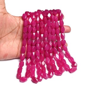 Fine Hot Pink Quartz Fancy Rectangle Nugget Shape Faceted Gemstone Beads, Queen Pink Quartz Indian Cut Nugget Handmade Bead Jewelry Necklace