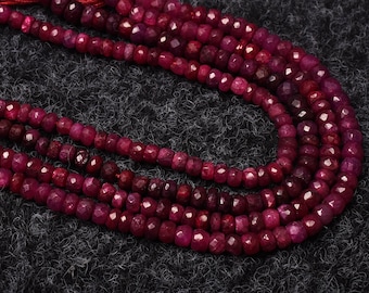 Natural Ruby Corundum Faceted Cube Beads,Ruby Corundum Box Beads,Size 6MM to 10MM  8MM 15 Inch Strand Wholesale Price