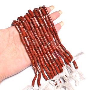 Red Jasper Fancy Long pipe shape Beads,13" Strand Natural gemstone Smooth Tube, Jewelry