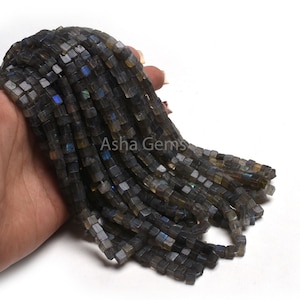 Natural Flash Labradorite Smooth 3D Cube Box Beads, Multi Fire Black Rainbow Plain Handmade Cube Box Gemstone Bead, Labradorite Bead Jewelry