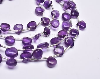 Natural Purple Amethyst Quartz Faceted Heart Shape Briolette BeadsGemstone Beads,Jewelry Making Beads 7X7mm To 9X9mm Approx 10 Inch Strand