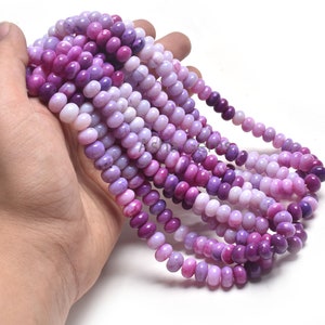 Beautiful Shaded Purple Opal Plain Handmade Rondelle Beads,16&quot; Strand Lavender Opal smooth Gemstone Loose Opal Beads Necklace Jewelry SALE