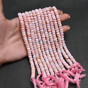 Beautiful Pink Opal Smooth Rondelle Beads Gemstone Fine Shaded Bubble Gum Pink Opal Plain Handmade Uneven Rondell Opal Bead Jewelry Necklace