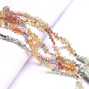 Beautiful rare Sapphire faceted Drops Tiny Gemstone Beads, Fine Quality Natural Multi Sapphire Teardrop Briolette Sapphire Bead Jewelry SALE