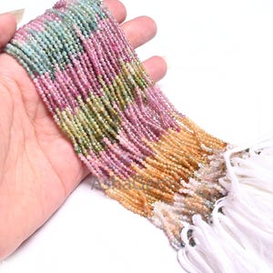 Beautiful Multi Tourmaline Micro Cut Gemstone Beads,2.25 mm Fine Tourmaline Faceted Rondelle Tiny Bead, natural Tourmaline Bead Jewelry SALE