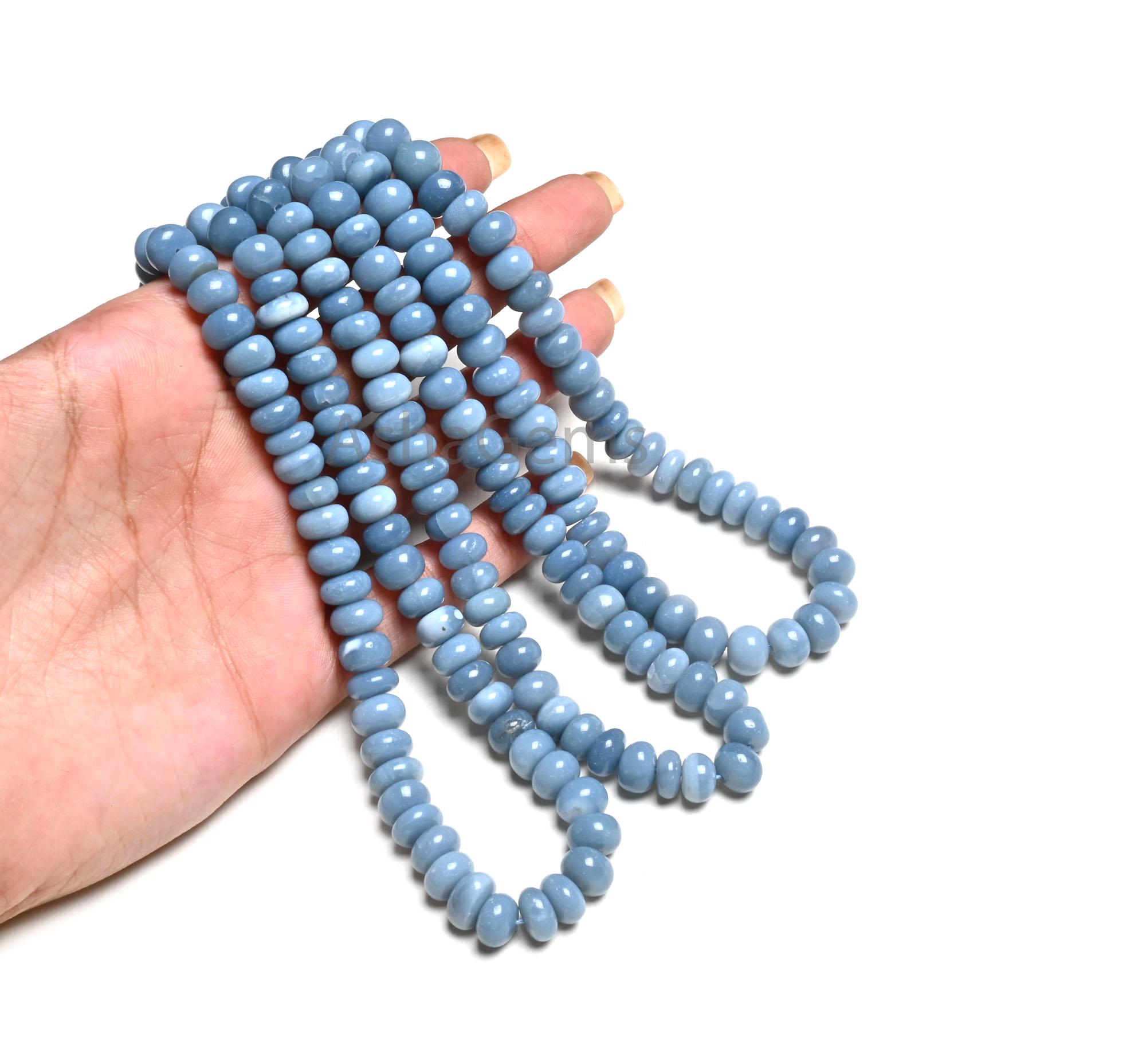 Pigeon Blue Oregon Opal Smooth Beads: Fine Light Blue Opal 