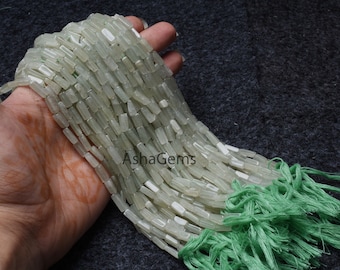 Natural Aventurine Smooth Rectangle Uneven Beads,13" Strand Grape Green Gemstone Handmade