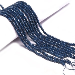 4.5 mm Fine Blue Jade Quartz faceted Rondelle Shape Beads, Blue Sapphire Color Jade Quartz machine cut Gemstone Beads Jewelry makings Crafts