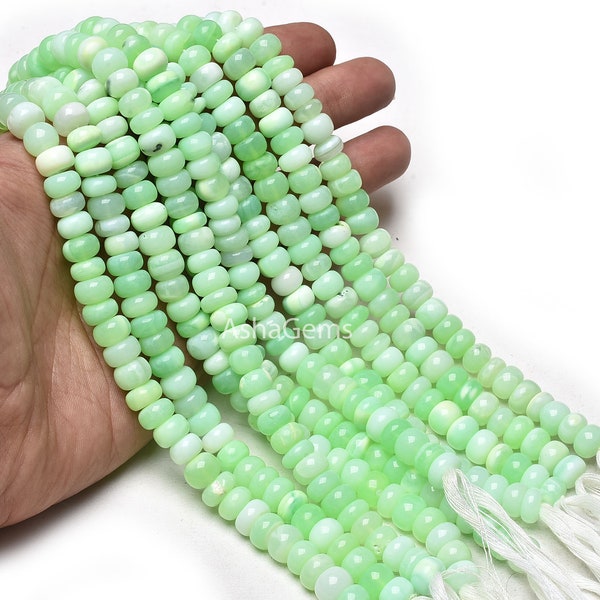 Perles en forme de rondelle lisses, opale verte, perroquet, bonbon, opale verte pastel, perles de pierres précieuses faites main unies, perles d'opale AAA pour bijoux