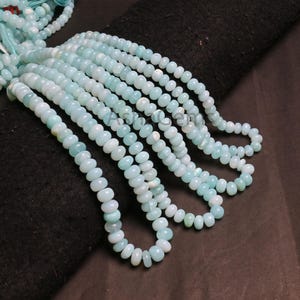 AAA Peru blue Opal Rondelle Beads, Sky Blue Opal Smooth Gemstone Handmade Bead Strand Jewelry Craft