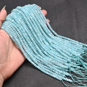 Beautiful Aqua Blue Jade Quartz faceted Rondelle Shape Beads,4.5 mm Sky blue Color Jade machine cut Gemstone Beads Jewelry Making Craft SALE