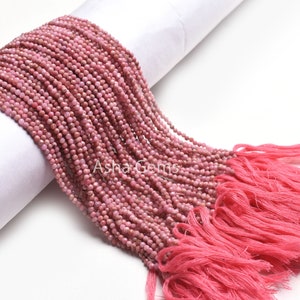 2.5mm Pink Rhodochrosite Micro Cut Gemstone Beads, Natural Rhodochrosite Beads Rhodochrosite Machine Cut Rondelle Bead Necklace Jewelry SALE