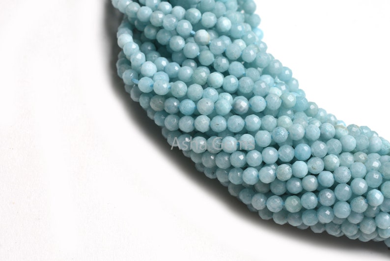 Natural Blue Larimar Micro Faceted Round Beads Gemstone Larimar Round ball machine Cut Beads,3.5 mm Larimar Beads For Jewelry Making Crafts image 8