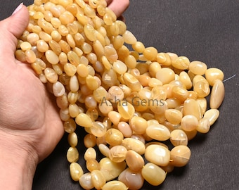 Natural Yellow Opal smooth Nugget beads, Fine Gemstone Handmade tumble Strand for Necklace