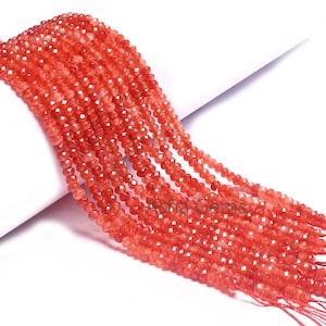 Shaded Orange Red Jade Quartz Faceted Gemstone Beads,4.5 mm Fine Carnelian Color Jade Quartz Rondelle Beads, Jade Bead Jewelry Making Craft