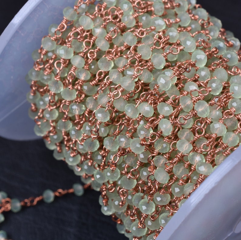 Blue Hydro Gemstone Gold Plated Beaded Rosary Wire Linked Jewelry Making Chain