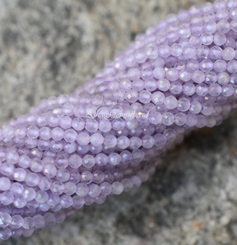 Beautiful Natural Lavender Quartz Micro Cut Faceted Gemstone Beads 2mm,AAA Purple Blue Lavendar Faceted Rondelle Shape Beads, Jewelry Crafts image 9