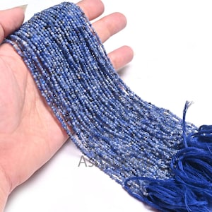 2 mm Fine Blue Sodalite Micro Cut Faceted Rondelle Shape Beads, Natural Sodalite Machine Cut Gemstone Tiny Sodalite Beads Jewelry Craft SALE