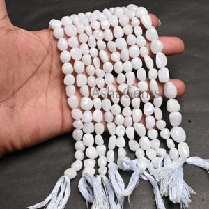 Natural White Agate Smooth Nugget Shape Beads,12.5&quot; AAA Agate Plain handmade Tumble White Gemstone Loose Beads Jewelry Making Necklace Craft