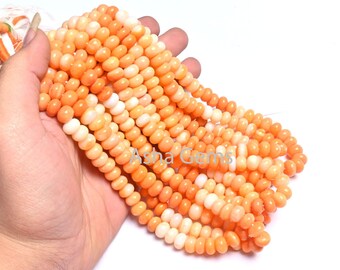 Perline Rondelle lisce opale arancione AAA, 8/16" filo ombreggiato opale di fuoco colore pietra preziosa fatta a mano carota perle opale arancione collana gioielli VENDITA