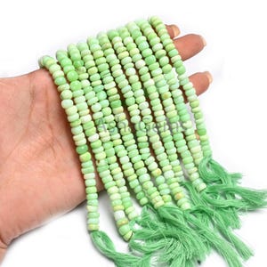 Mint Green Opal Beads: Smooth Uneven Rondelle Gemstone Bead, Handmade Jewelry Craft