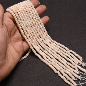 Beautiful Ivory Cream Color Jade Quartz Faceted Rondelle Gemstone Loose Beads,4.5 mm Cream Jade Quartz Machine Cut Beads, Jade Beads Jewelry