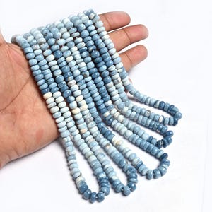 Beautiful Blue Oregon Opal Smooth Gemstone Beads, Shaded Blue White Opal Plain Handmade Rondelle Uneven Beads, Pigeon blue Opal jewelry SALE