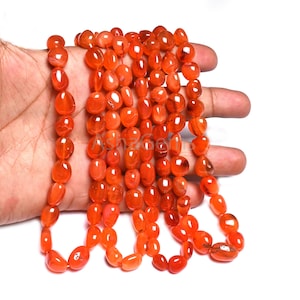 Fine Carnelian smooth nugget Beads, Orange- Red Carnelian Plain Tumble Handmade Gemstone Beads, 8/16" Strand carnelian bead Jewelry Necklace