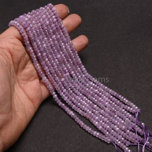 Fine Lavender Color Jade Quartz Faceted Rondelle Gemstone Beads,4.5 mm Light Purple Jade Machine Cut Beads, Jade Quartz Beads Jewelry Crafts
