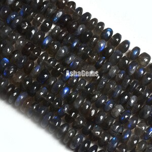 Beautiful Blue Fire Labradorite Smooth Rondelle Gemstone Beads,Black Rainbow Plain Top Quality Beads Peacock Fire Labradorite Beads Jewelry