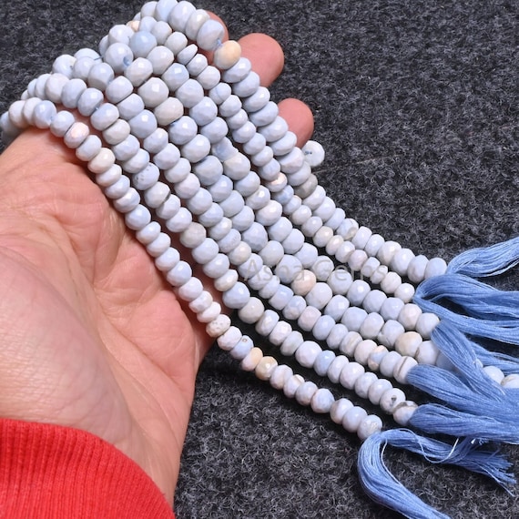 Beautiful Blue Opal Faceted Rondelle Shape Beads,9