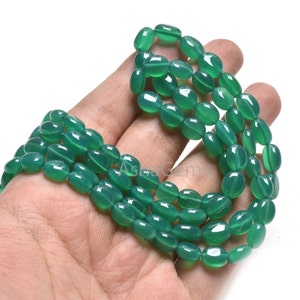 Fine Quality Green Onyx Smooth Oval Handmade gemstone Beads,16&quot; Strand  Green Onyx Oval Straight Drill Beads, Onyx Beads Jewelry Crafts SALE