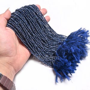 12.5"Strand Natural Blue Sapphire Micro Cut Rondelle Faceted Gemstone Beads,2.25-2.4 mm Sapphire machine cut Bead Jewelry Making Craft SALE