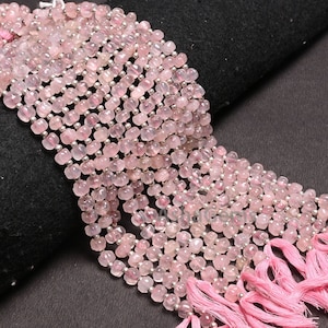 Beautiful Pink Rose Quartz Carved Watermelon Handmade Beads Natural Rose Quartz Uneven Rondelle Carving Melon Gemstone Pumpkin Beads Jewelry