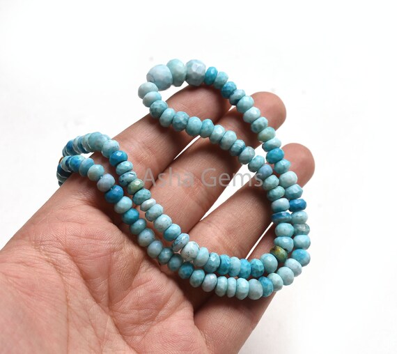 Collier Perles Labradorite Naturelle Bleue - Rondelle à Facettes, Plaqué Argent, Fermoir Homard, 18 Pouces