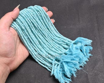 7 インチ ストランド、最高級品質、天然ラリマー ファセット ボタン型