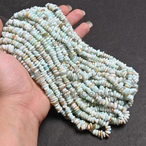 Sky Blue Peru Opal Smooth Raw Rough Gemstone Beads, Boulder blue Opal Flat Slice uncut Chip beads Opal Polish Uneven raw Bead Jewelry Crafts