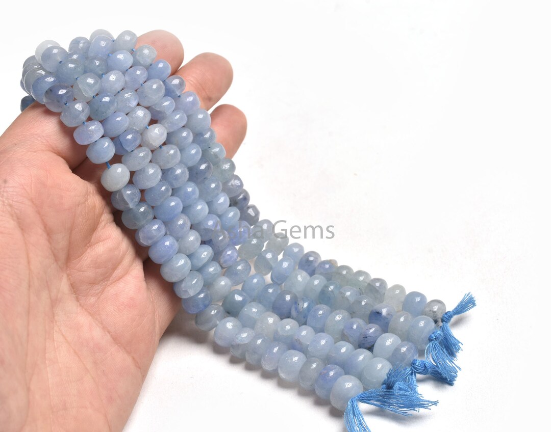 Tanzanite Color Dyed Jade Rondelle Beads – 5x8mm, 15.5” Strand (Blue)