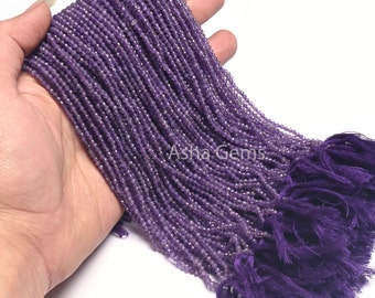 Fine Quality African Amethyst Faceted Rondelle Beads 2.5 mm Natural Purple Amethyst Micro Cut Beads,12.5&quot;Amethyst Gemstone Bead Jewelry SALE