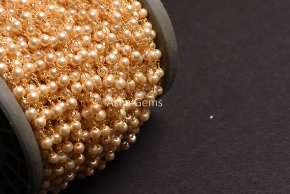 Rotolo Di Perle Ghirlanda 20 Metri - Perline ABS 4mm Per Decorazioni Fai Da Te Matrimonio E Centrotavola