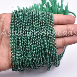 13&quot;Strand Natural Malachite Micro Cut Rondelle Faceted Gemstone Beads,2mm,Super Fine Quality,Faceted Tiny Beads,Jewlry Making Beads,crafts