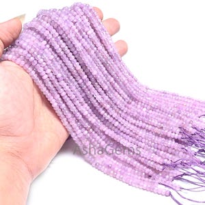 Beautiful Light Purple Lavender Color Jade Quartz Faceted Rondelle Gemstone Beads,4.5mm Jade Machine Cut Jade Quartz Bead Jewelry Craft SALE