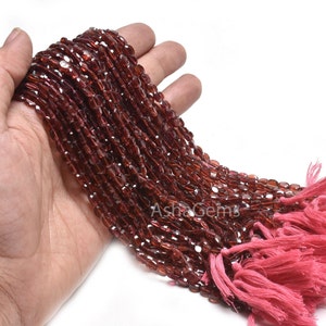 Natural garnet Faceted Oval Shape Beads, Red Gemstone Flat Table Cut oval T Drill Jewelry
