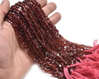 Natural garnet Faceted Oval Shape Beads, Red Gemstone Flat Table Cut oval T Drill Jewelry