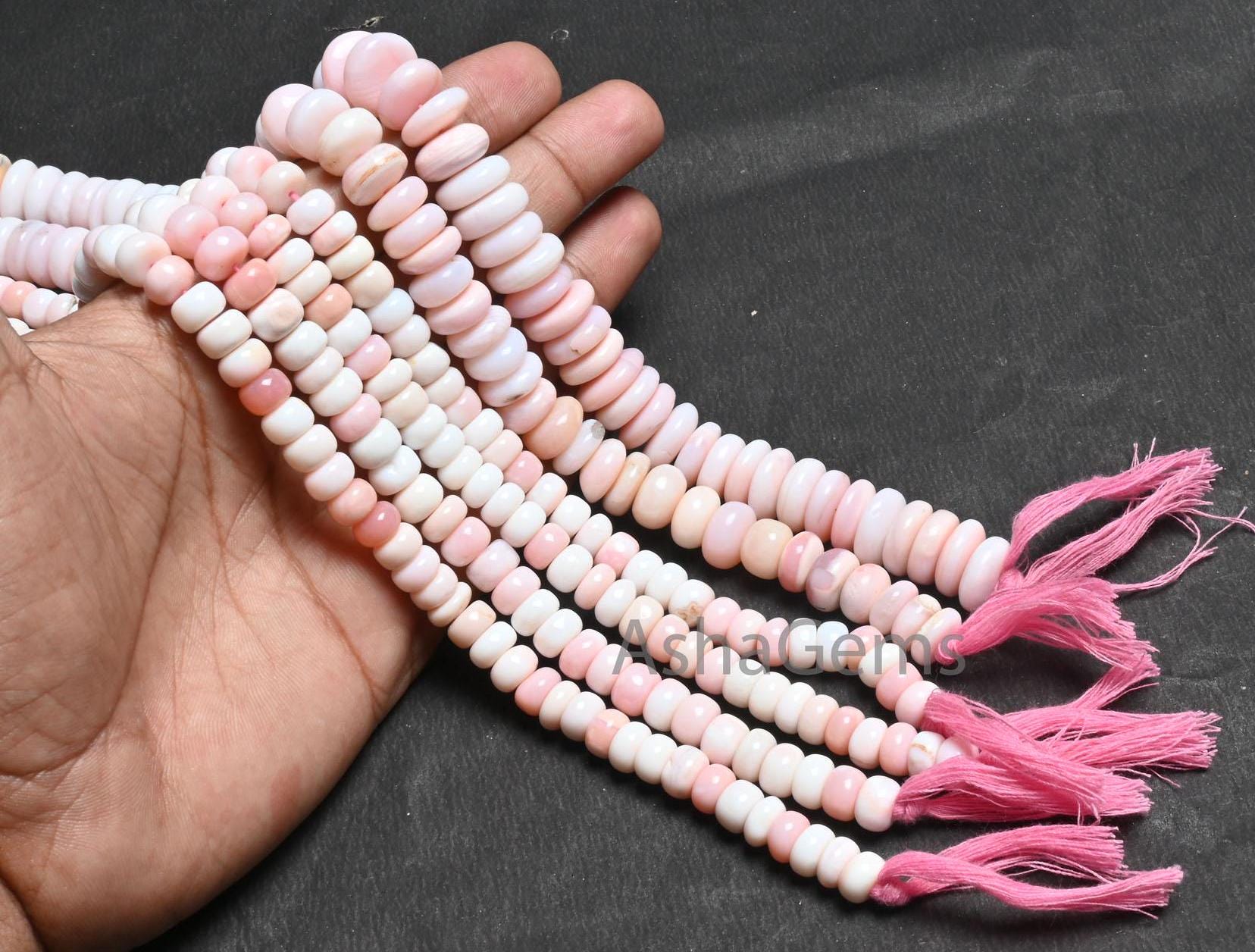 Amazing Pink Opal Smooth Rondelle Shape Beads,8,8.5 mm Shaded Light Pink Opal Plain Handmade Gemstone Opal Loose Bead Necklace Jewelry Craft