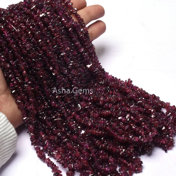 Fine Quality Rhodolite Garnet Gemstone Uncut Chips,34"Strand Pink Garnet Smooth Raw Rough Beads, Garnet Beads for jewelry making Craft SALE